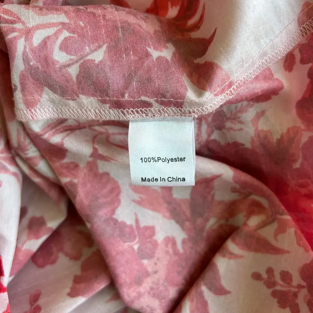 Tuckernuck‎ Zinnia Bloom Bouvier Blouse | Size XXS | Red Floral Ruffle Neck